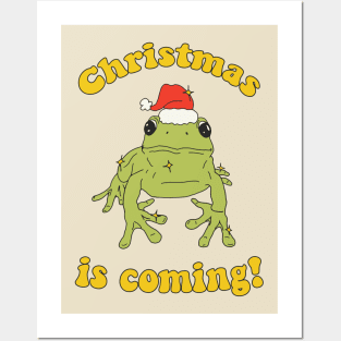 Christmas Frog in Christmas Hat ♥ Christmas Is Coming ♥ Posters and Art